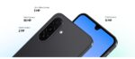 Two Galaxy A18 devices. One viewed from the back, showcasing the 5 MP Ultra Wide Camera, 50 MP Wide Camera and 2 MP Macro Camera. The other viewed from the front, highlighting the 13 MP Front Camera.